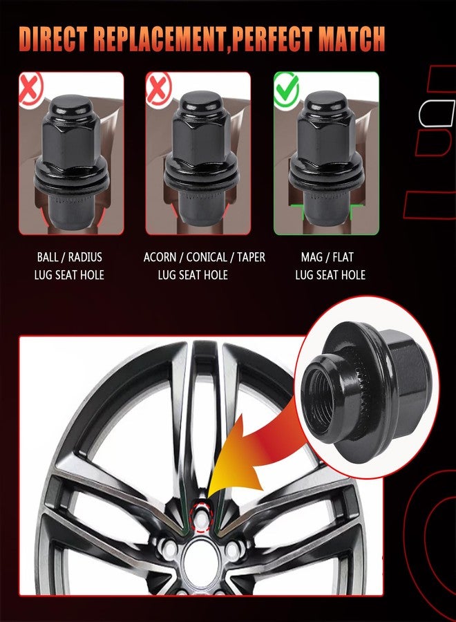Dtomi صواميل عجلات Dtomi M12x1.5، سوداء اللون، ذات طرف مغلق، بمقعد مغناطيسي، مقاس 12x1.5 مم، مقاس 13/16 بوصة، سداسي 21 مم، متوافقة مع سيارات تويوتا، لكزس، سكيون، IS300، كامري، كورولا، بديل للأرقام: 611-211، 90084-94001، 99051.1 (20 قطعة) - Image 4